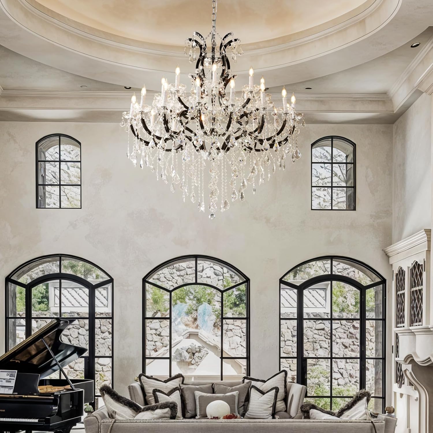 Büyük K9 Kristal Avize 18 Aydınlatmalı Maria Theresa Avizeler Lüks Modern Yüksek Tavan